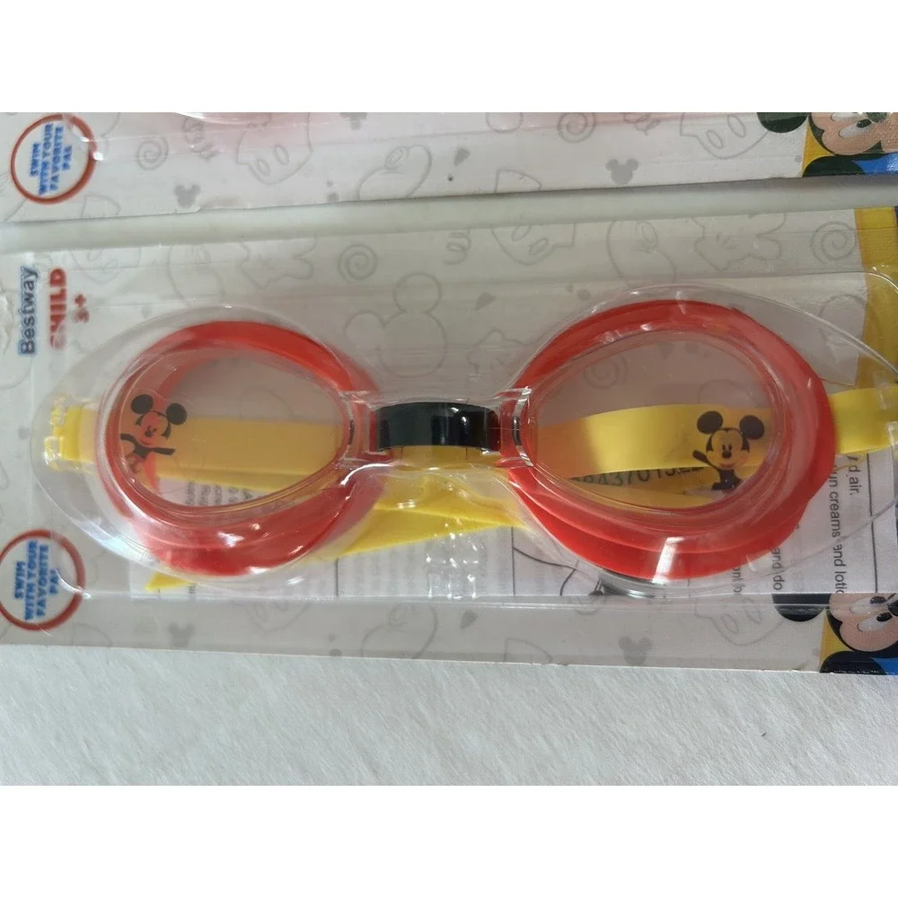 Mickey Mouse Swim Goggles Ages 3+ Red Disney Jr Lot of 2‎ New UV Protection